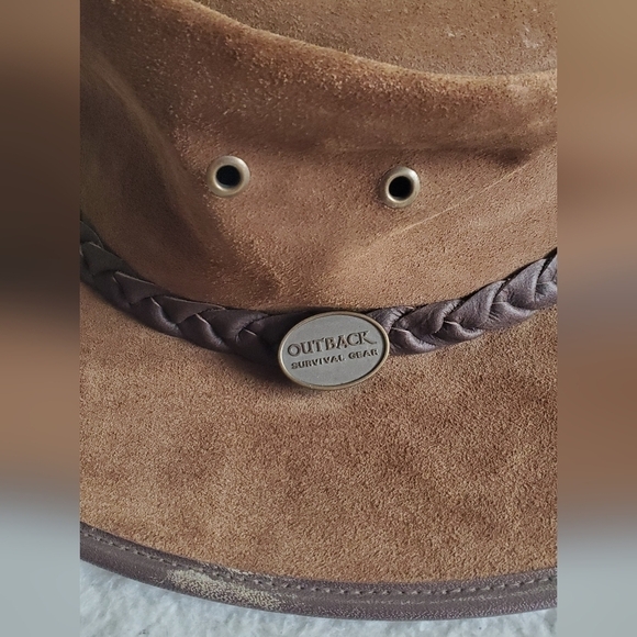 OUTBACK Survival gear Vintage Leather Brown Western unsix  Hat - Picture 3 of 14